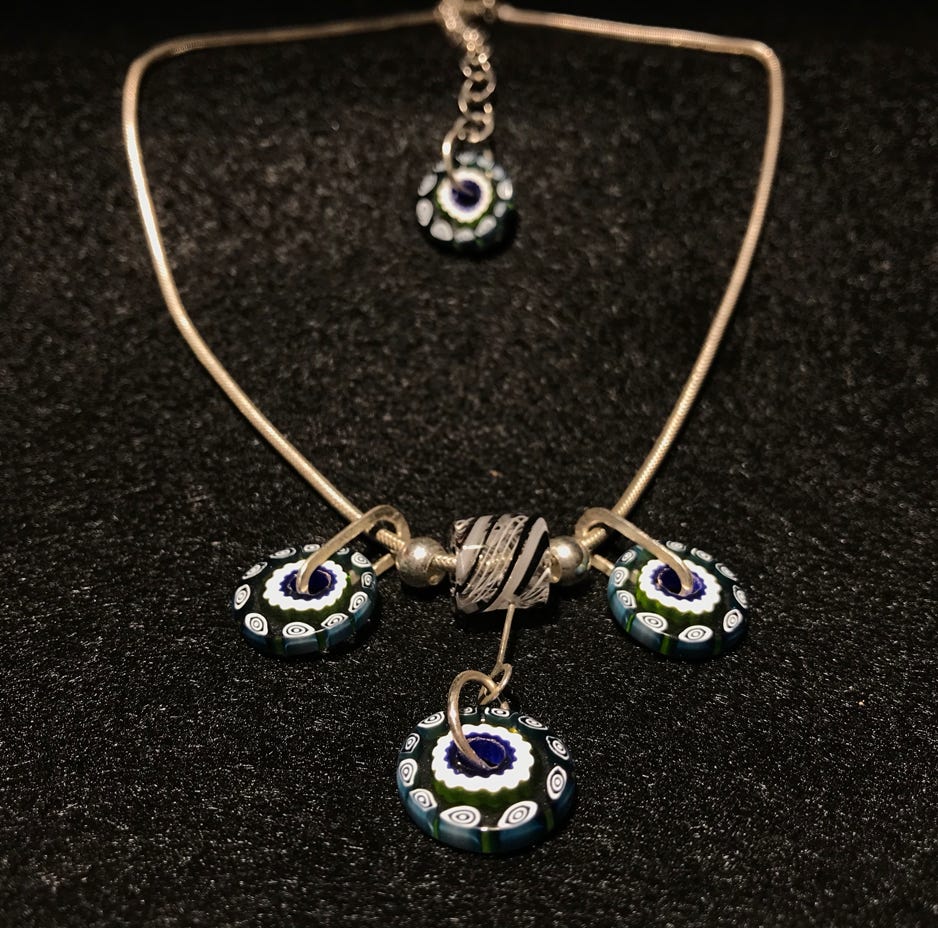 Lucy Bergamini One of a Kind - Venetian Millifiori Necklace Blown glass, sterling silver 18 in