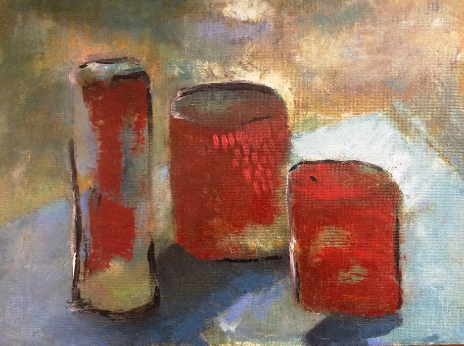 Corinne Greenhalgh cylinder trinity 2018 Oil on canvas