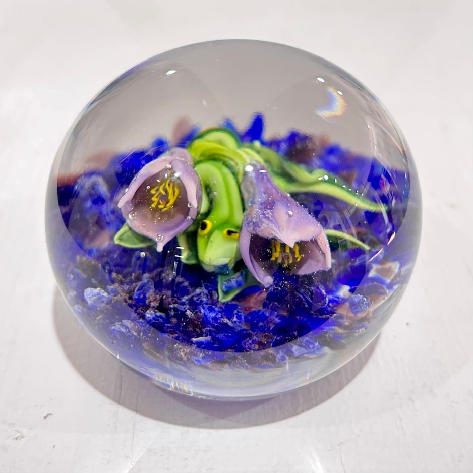 Chris Sherwin Snake and Purple Flowers Paperweight