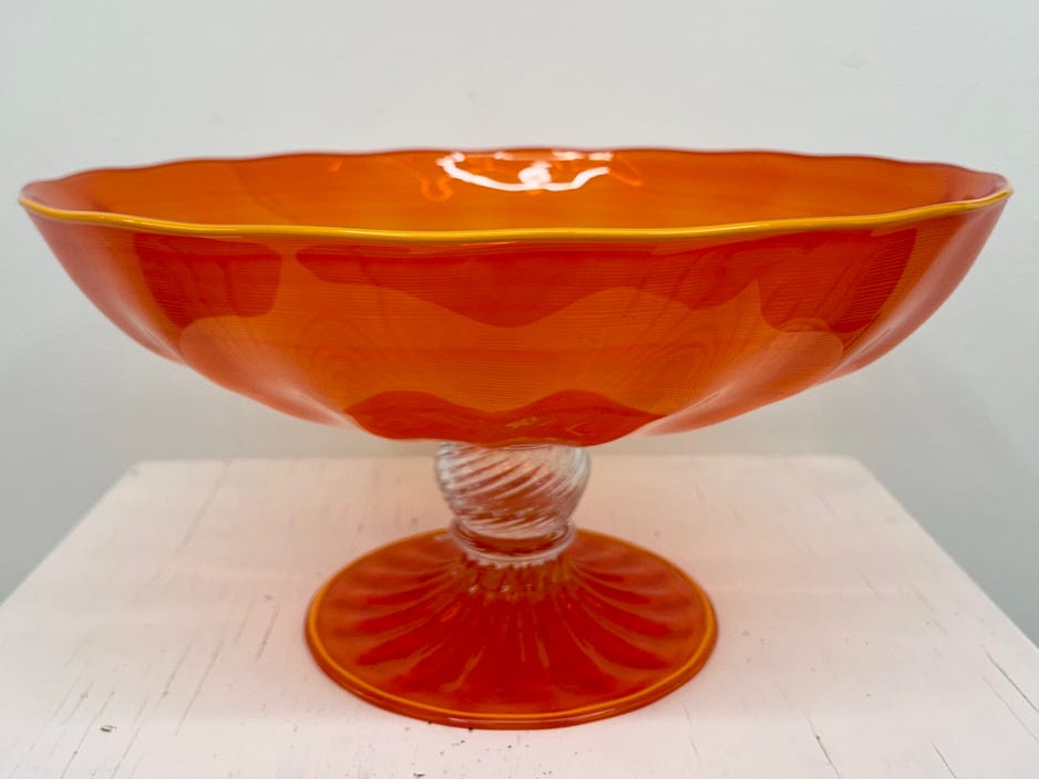 Nicholas Kekic Red and Yellow Filigrana Footed Bowl