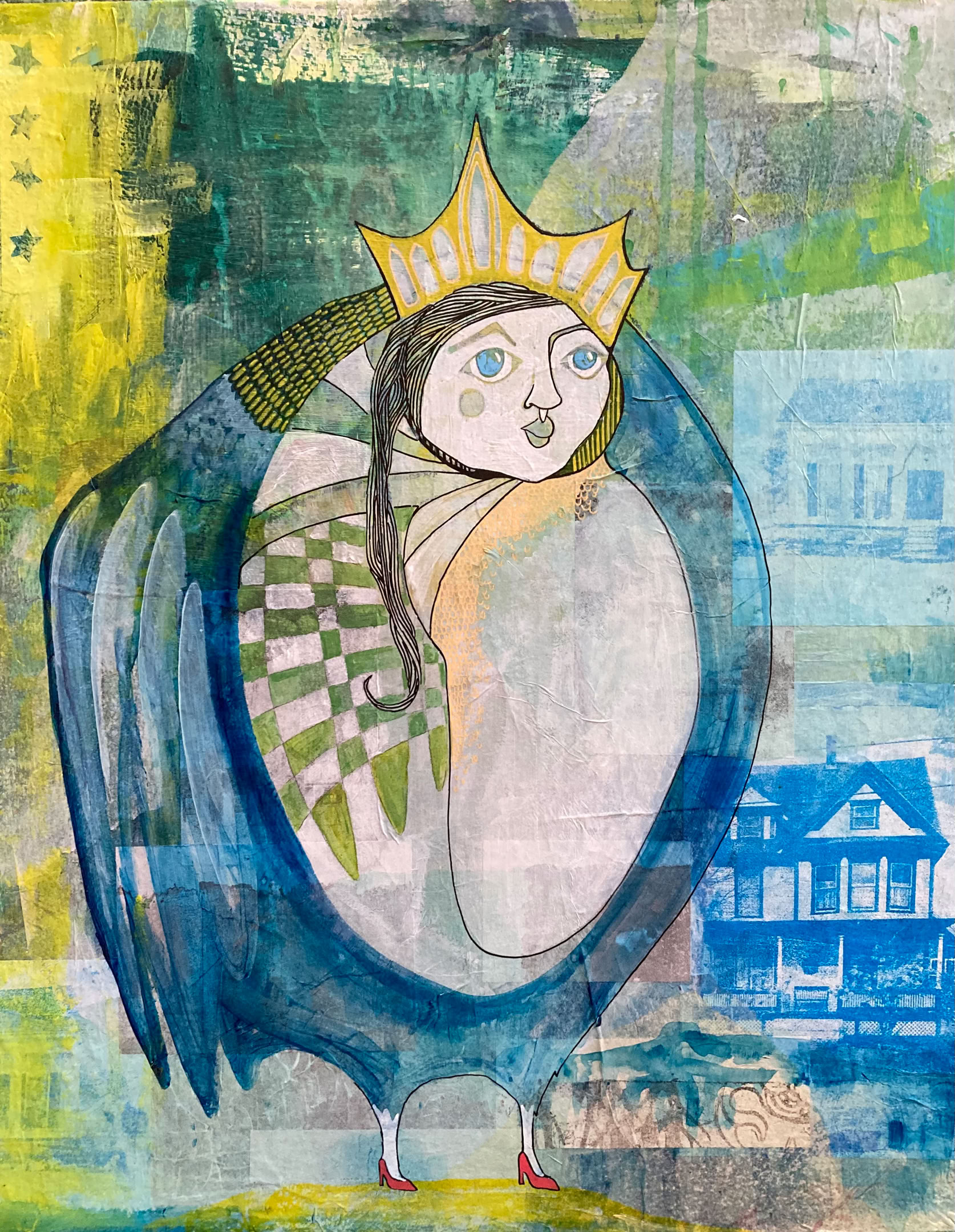 Whitney Barrett Red Shoes 2023 Mixed Media on Canvas