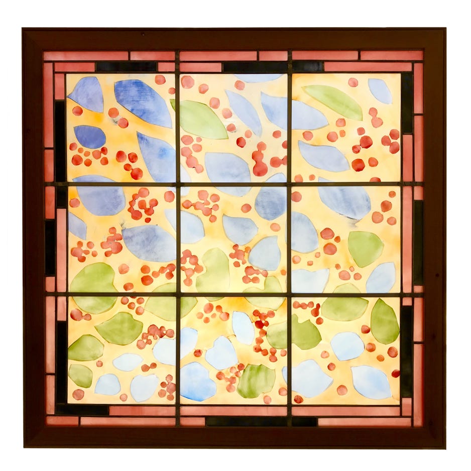 Clare Adams, Matisse’s Ivy, 2021, Stained and enameled glass 