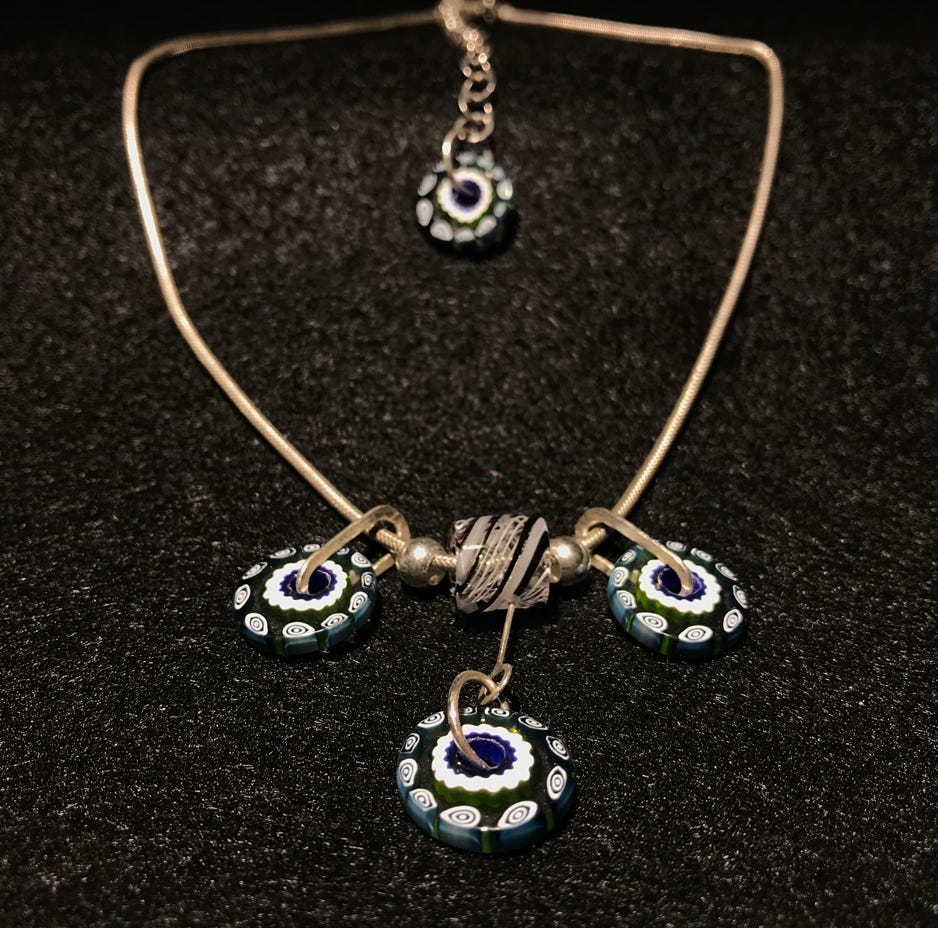 Lucy Bergamini One of a Kind - Venetian Millifiori Necklace Blown glass, sterling silver