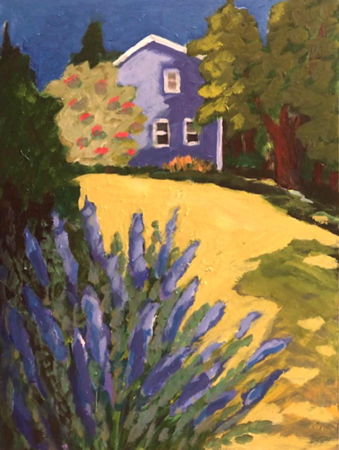 carol-keiser_summer-light-with-blue-babtisia-and-blue-building_2020