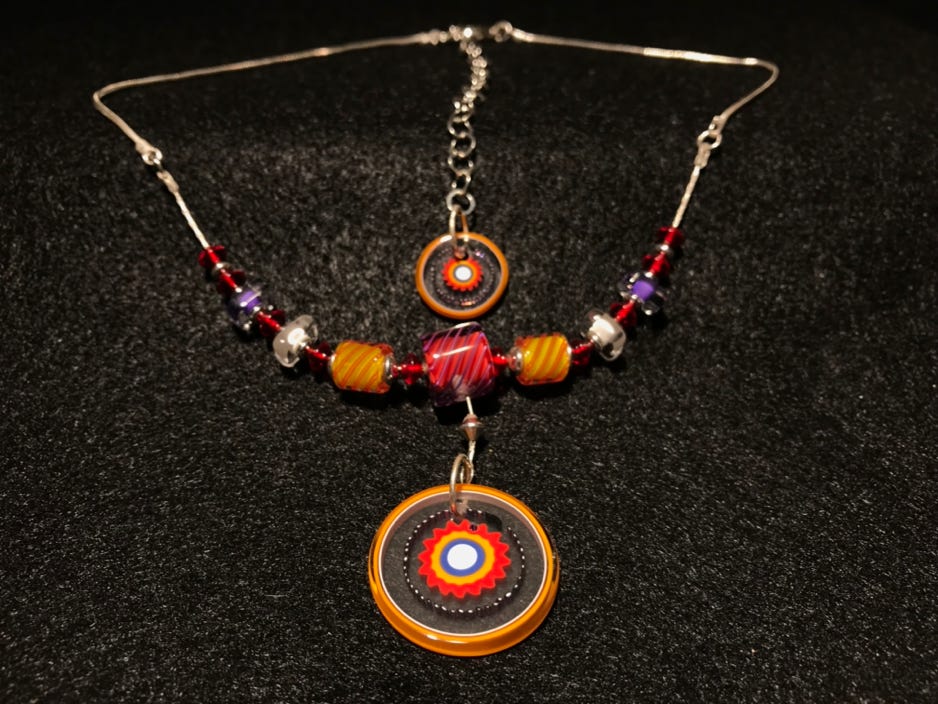 Lucy Bergamini One of a Kind - Venetian Murrinni Necklace Blown glass, sterling silver 18 in
