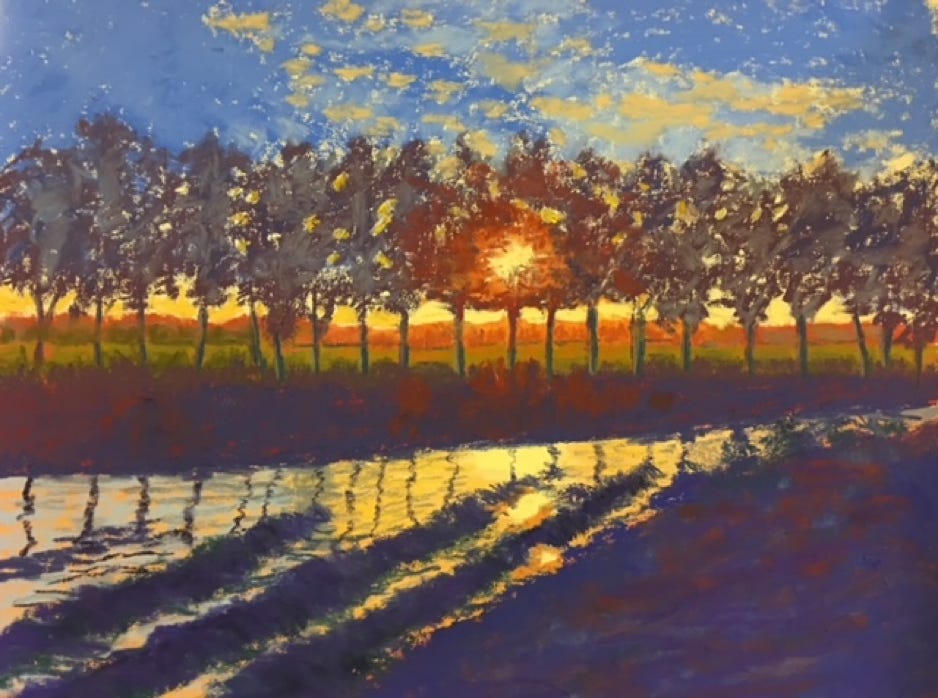 Pat McPike Sunrise on the River 2020 pastel