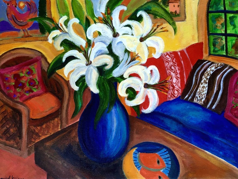 Carol Keiser White Lilies with Picasso