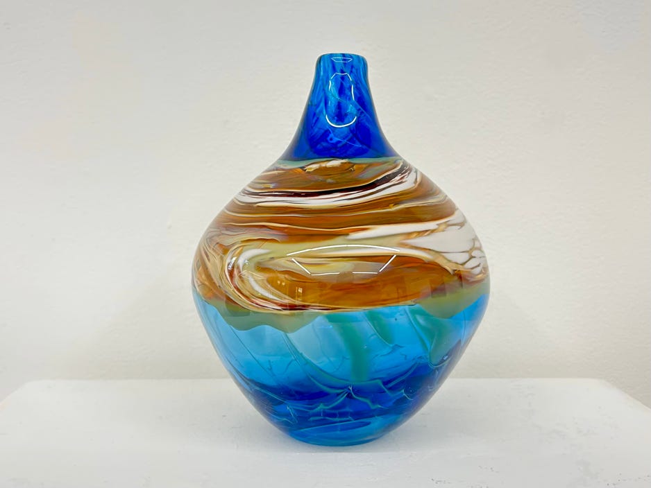 Robert Burch Blue Amber and White Vase 2023