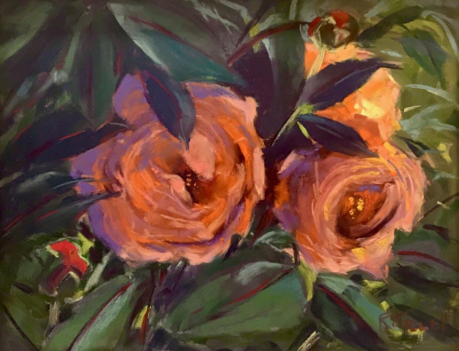 Rodrica Tilley  Lady Emma Hamilton Roses 2019 Pastel on sanded pastel paper