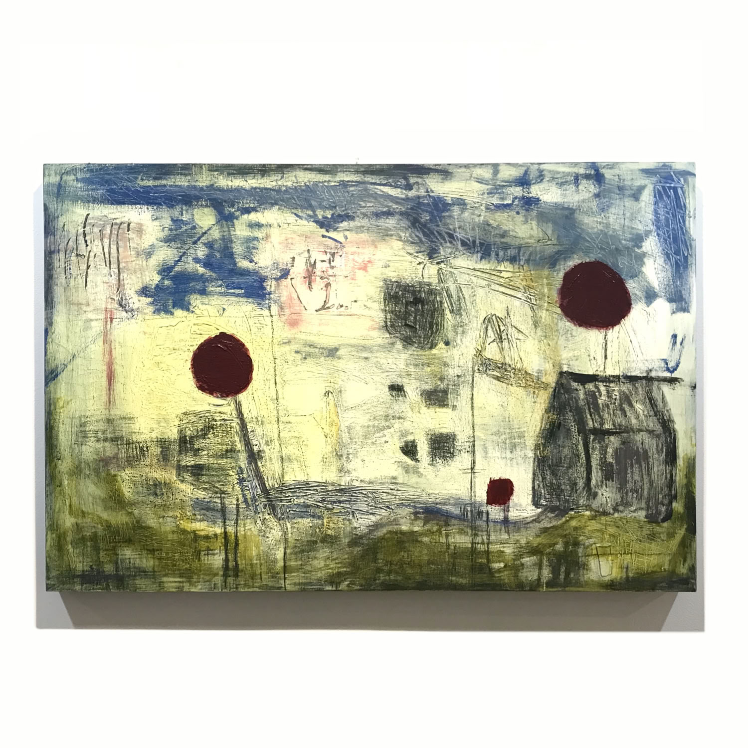 Gretchen Seifert, A Provisional Life, 2021, Acrylic, graphite, crayon on cradled panel, 36x24 in