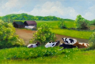 Kathleen Kathan, Heifers On Summer Pasture,