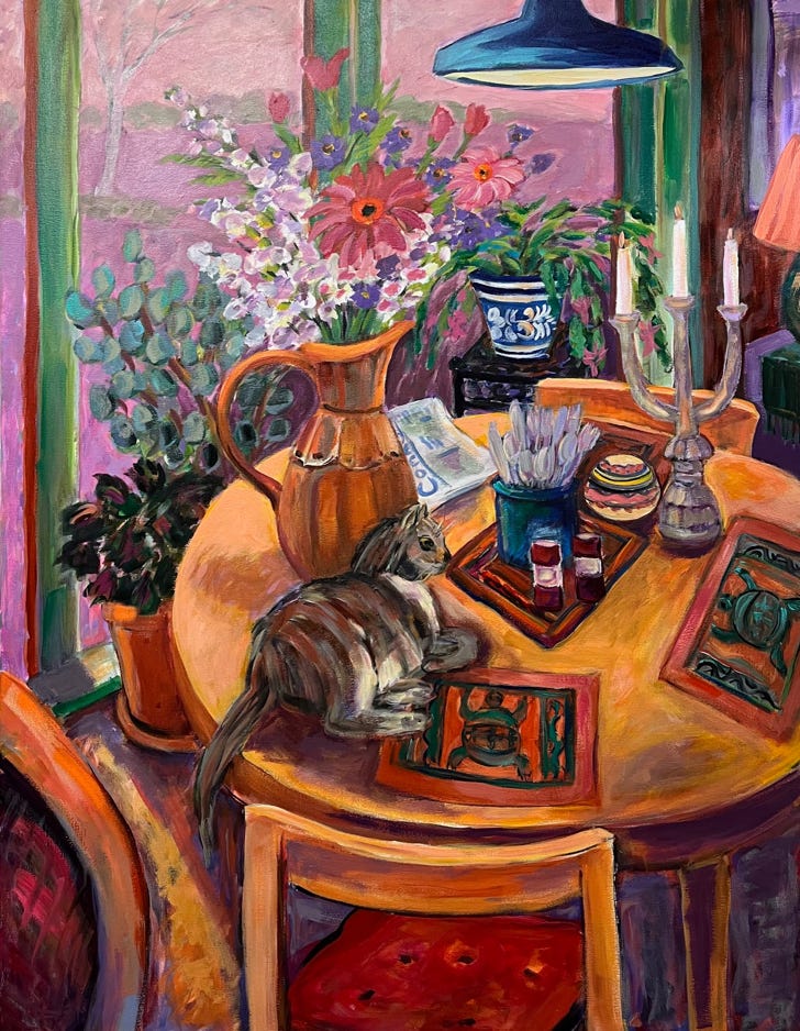 Carol Keiser Cat on Kitchen Table