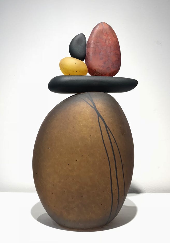 Melanie Leppla Brown Cairn Cairn Series 2018 Blown glass, acid etched 