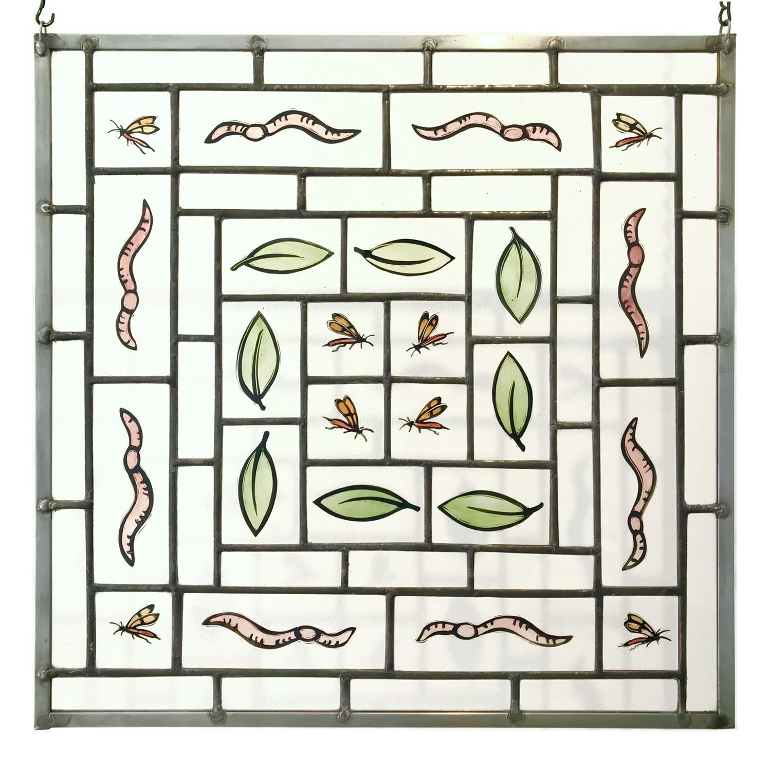 Clare Adams, Six Bees, 2020, Stained and enameled glass 