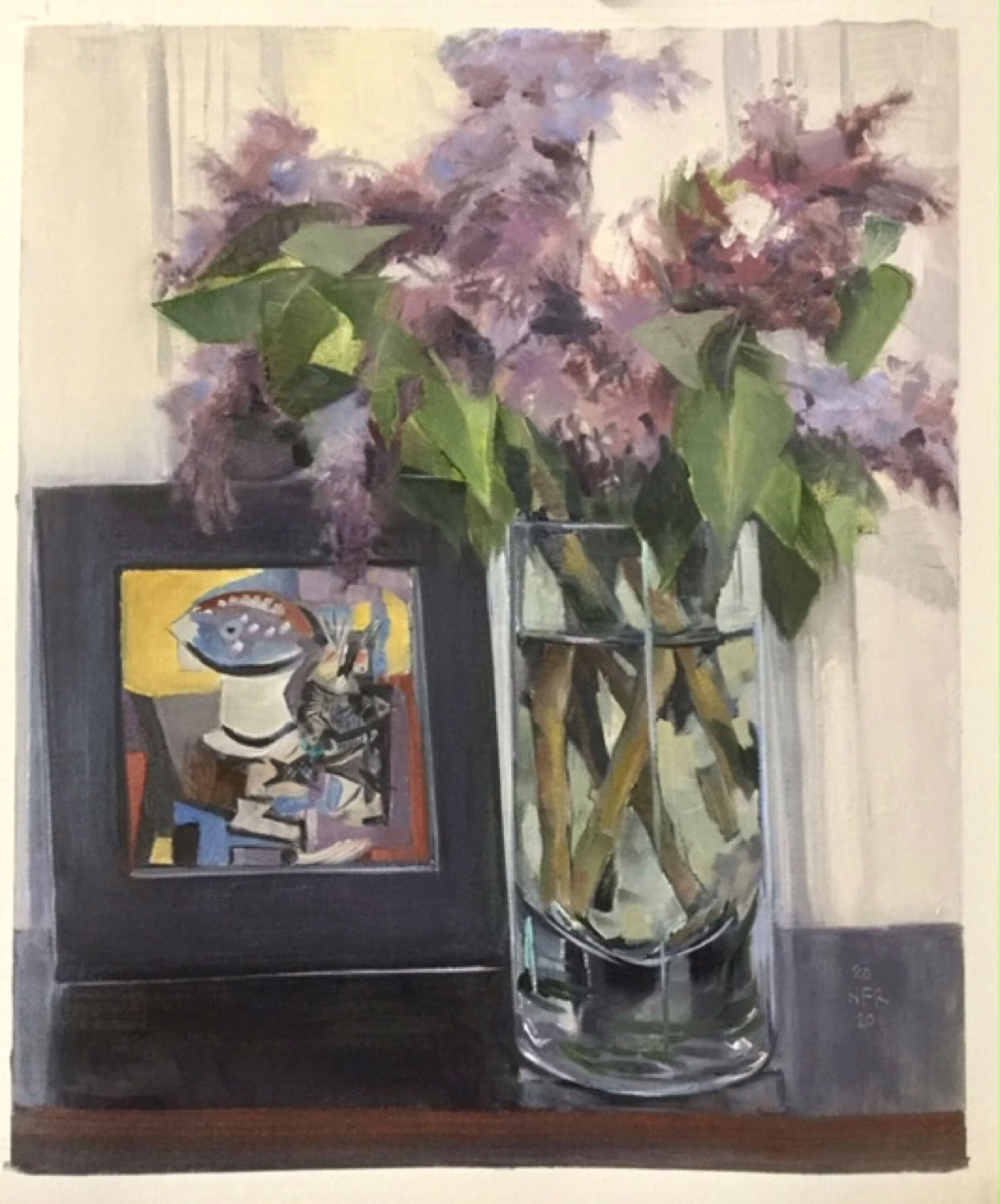 nancy-fitz-rapalje_braque-under-lilacs_2020_oil-on-canvas_14-x11in