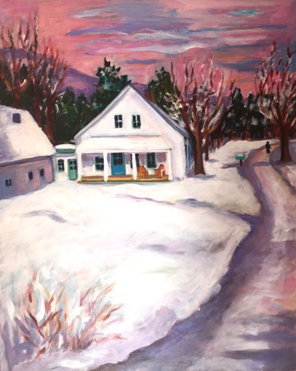 Carol Keiser Farmhouse with Pink Sky