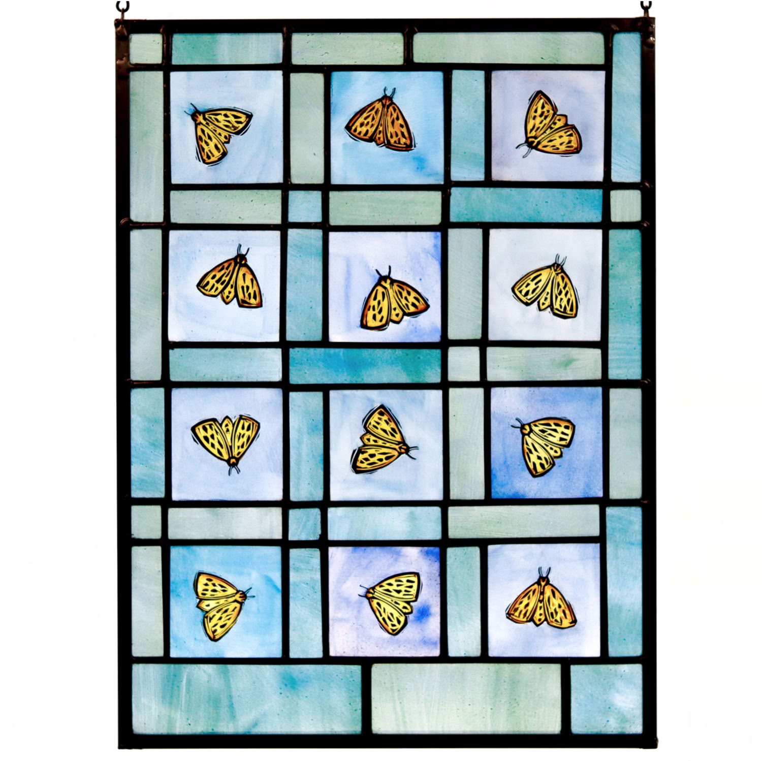 Clare Adams, Tiger Moth Quilt, 2021, Stained and enameled glass 