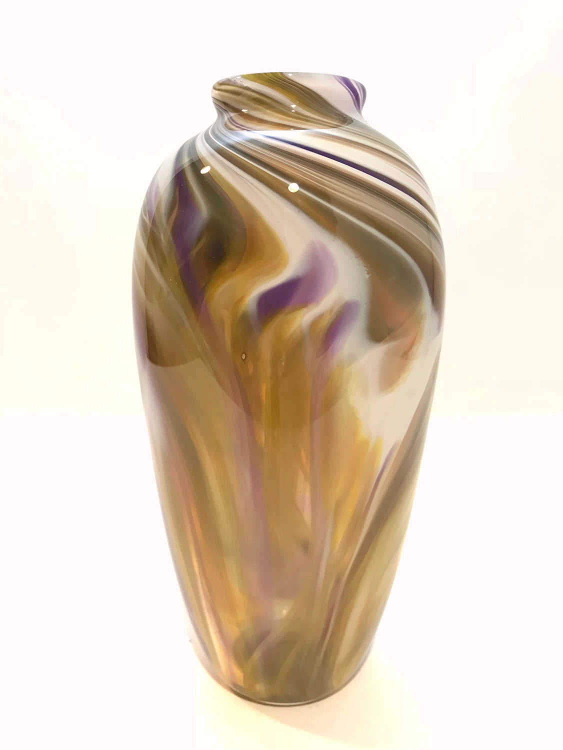 Robert Burch Purple/Gold/White Tall Vase with Lip