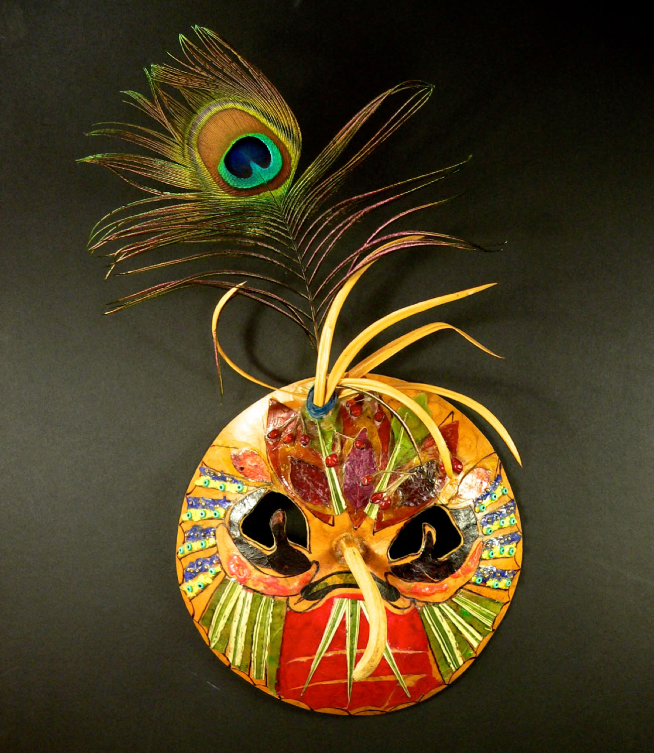 kim-grall_blue-bird-box_2019_wren-house-gourd-with-paper_6x6xin