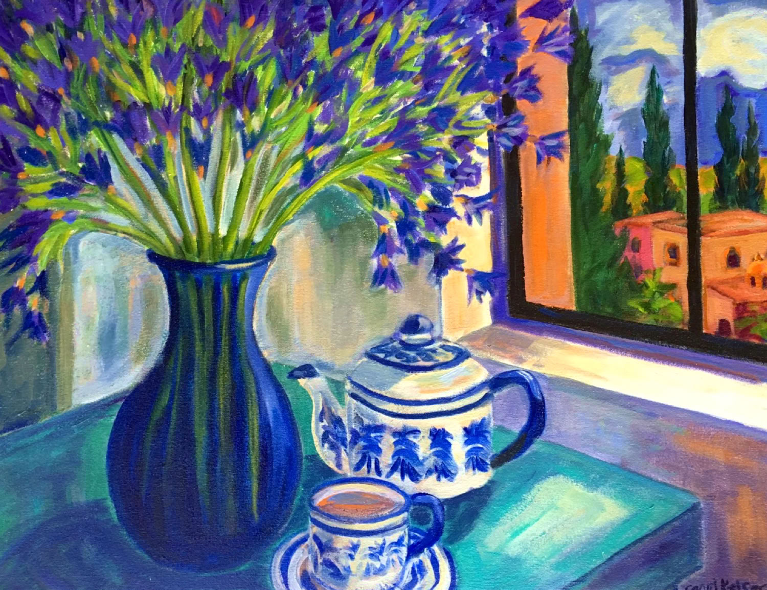 Carol Keiser Agapanthus with Teapot