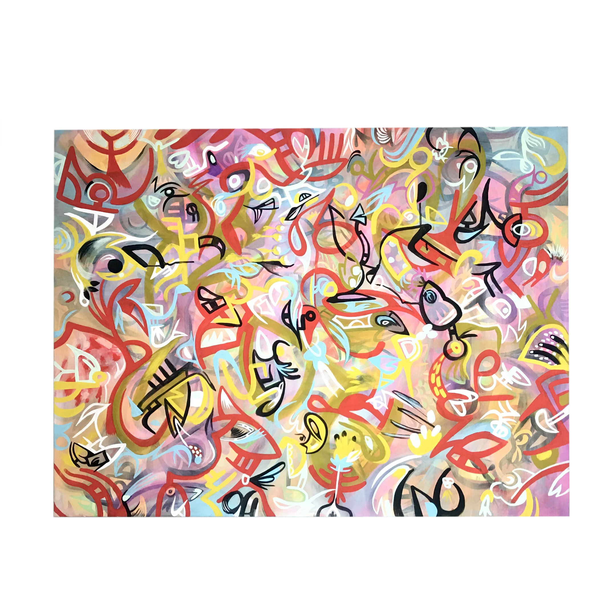 Mindy Fisher Foggy Garden 2018 Acryla-gouache on canvas 36 x 48 in