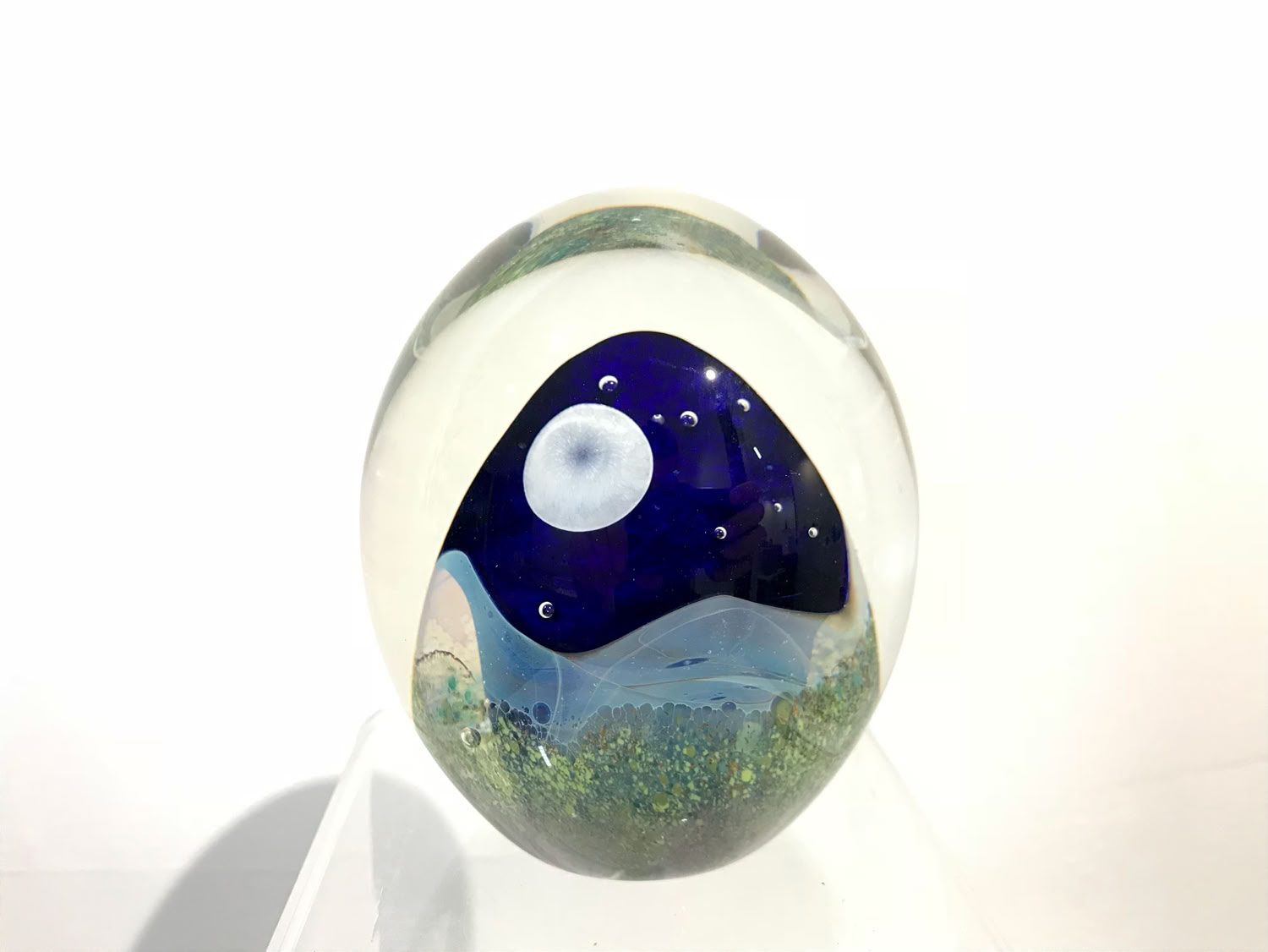 Robert Burch Full Moon Paperweight 2019 Blown glass 6 x 2.5 x 2.5 in