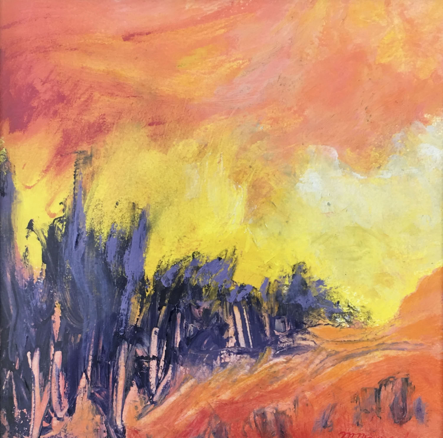 Marcie Maynard Untitled (orange, yellow, purple landscape)