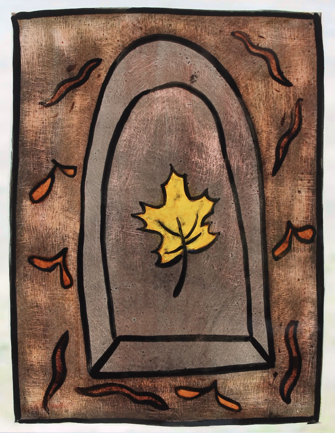 clare-adams_leaf_enamel-on-glass_8x10in
