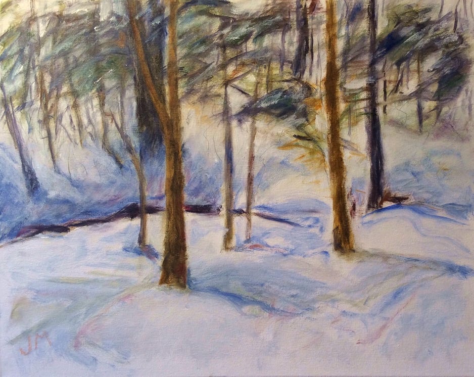 Jeanne McMahan Yellow Birches in Winte