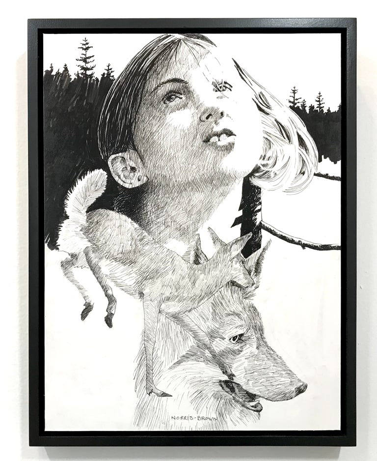 charles-norris-brown_the-shape-shifter_2019_ink-on-paper-varnished-and-mounted-on-board_13x10in