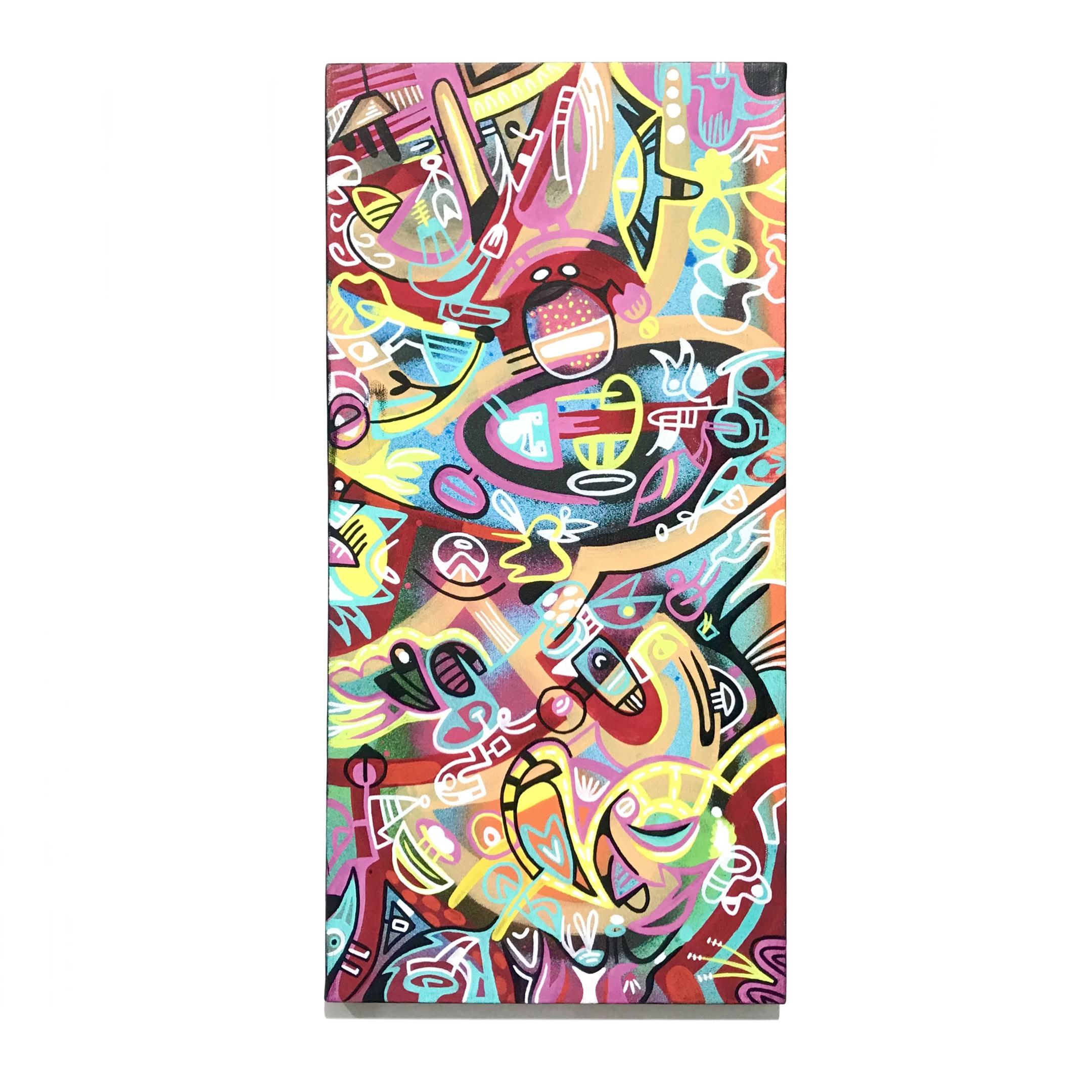 Mindy Fisher Seizing Spaceships 2019 Acryla gauche, spray paint and paint marker on canvas