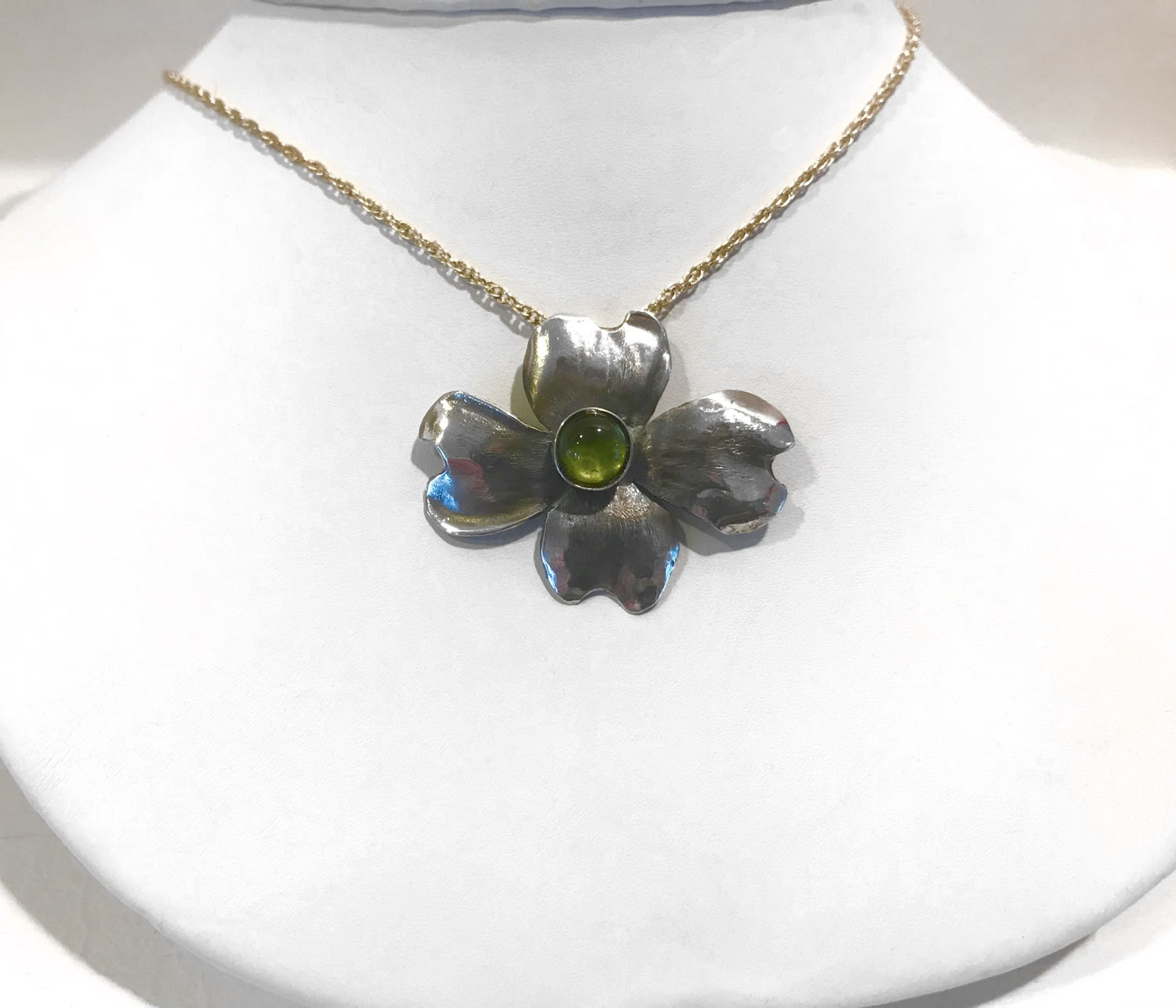 Bonnie North Small dogwood blossom with peridot