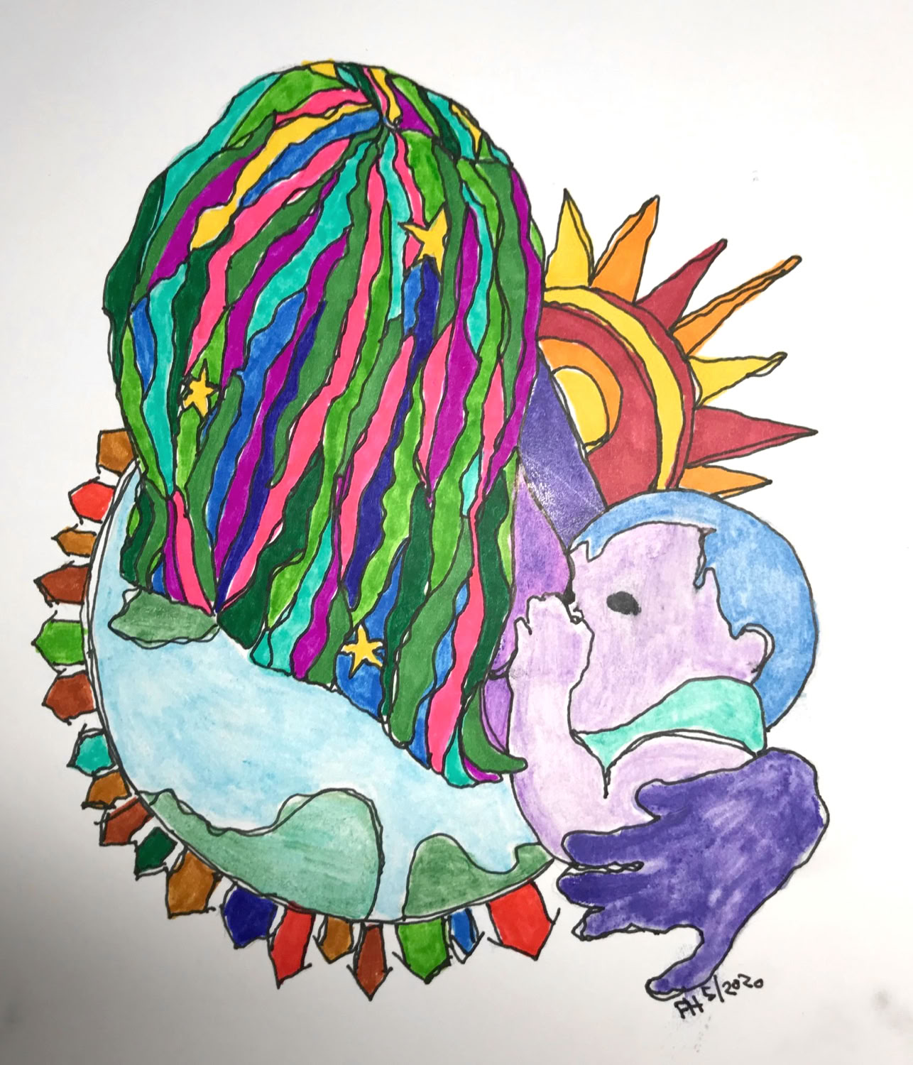 Felicity Haselton Breastfeeding 1 2020 Alcohol markers on paper 12 x 8 in $75 2020  Alcohol markers on paper 12 x 8 in $75