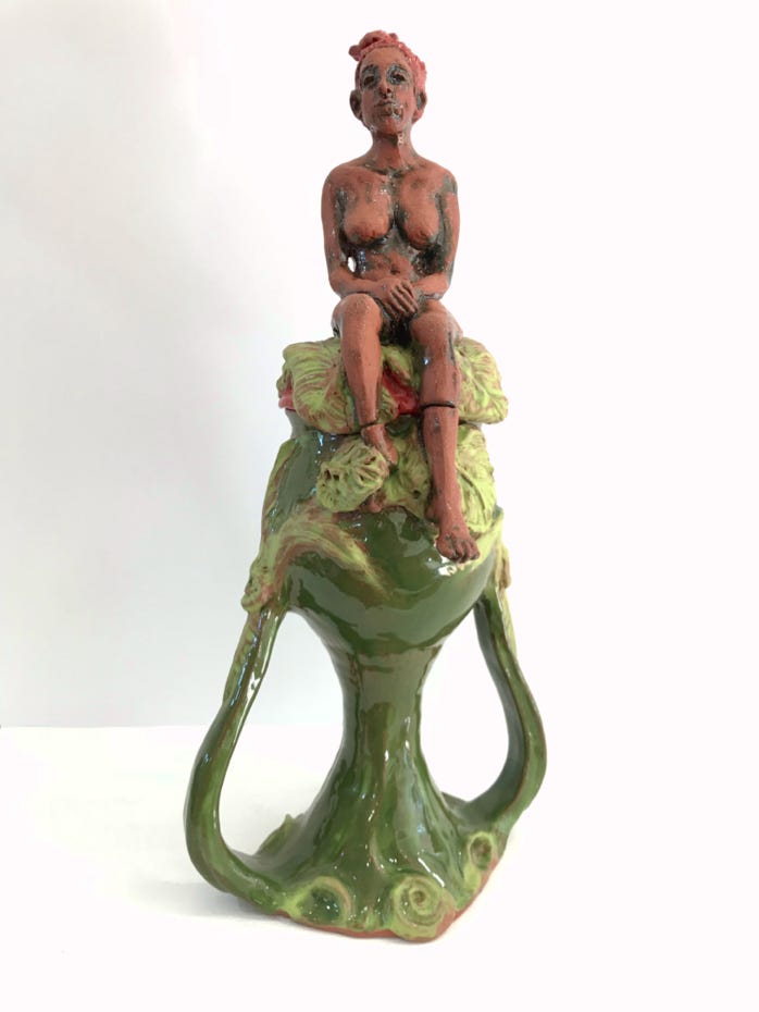 Carla Liguori Model #3 on a Lily Pad, (covered Jar)