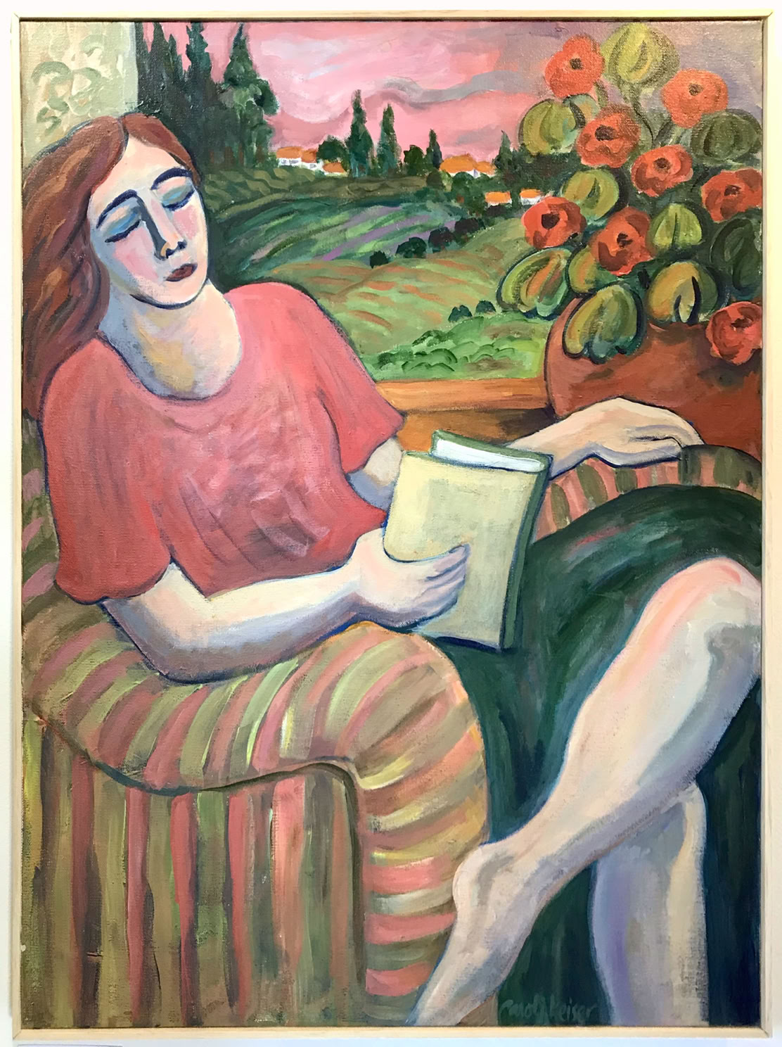 Carol Keiser Woman in Striped Chair