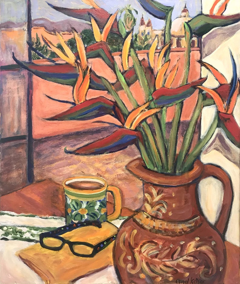 Carol Keiser Bird of Paradise with coffee